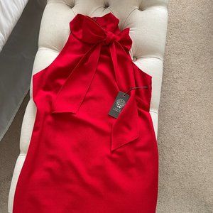NWT Vince Camuto Bow Neck Dress in Red